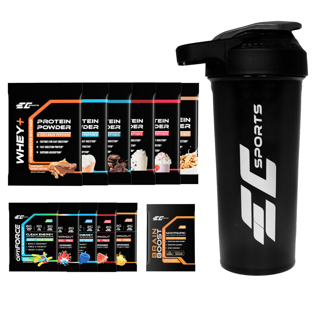 Shaker Sample Pack Sample Kit + Shaker Bottle – EC Sports Supplements